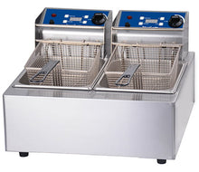 Double basket electric fryer, 2 x 5l pans, 2 x10A