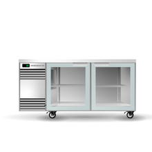 1580 x 590mm Glass - 2 Door Counter Chiller- S/S