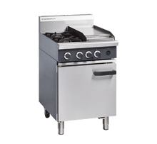 Gas Range, 600mm, 4 burners/Griddle, 1/1GN Static Oven under