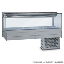 Cold Food Bar 2 x 6 Square Glass,Cross Fin Coil, incl. 1/2 GN 65 pans