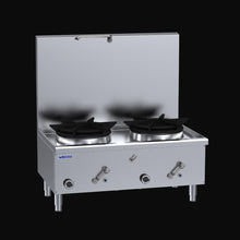 Double boilers (2 x duck bill burners) for stock pot, air cooled