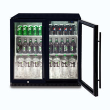 Back Bar Chiller, 190lt, two glass doors, LED's, 865w x 520d x 870h
