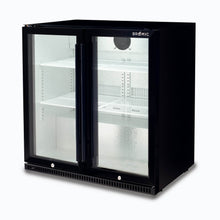 Back Bar Chiller, 190lt, two glass doors, LED's, 865w x 520d x 870h