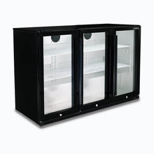 Back Bar Chiller, 307lt, three glass doors, LED's, 1350w x 520d x 870h