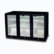 Back Bar Chiller, 307lt, three glass doors, LED's, 1350w x 520d x 870h