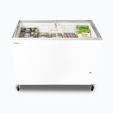 Chest Freezer, Angled top Curved Glass Lid , 352L, 1298mm wide