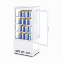 Counter Top Chiller, 4 side glass, 78 litres, LED lights, 3adj. Shelves
