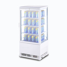 Counter Top Chiller, 4 side glass, 78 litres, LED lights, 3adj. Shelves