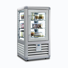 Counter Top Freezer, 4 side glass, 100 litres, LED lights, 3 fixed shelves, 498 x 498 x 957
