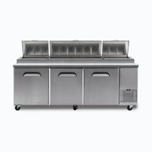 Pizza Prep Counter, 3 door, 2370mm, 12 x1/3pans, 480mm slide