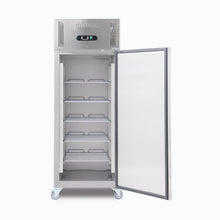 Single solid door S/S GN Storage Chiller, @38°, 740w x830d x 2010d, 5 shelves