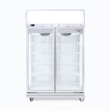 Double glass door upright Freezer, 976litres, fan assisted@32°, LED Eco, 1260wx760dx2060h