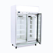 Double glass door upright Freezer, 976litres, fan assisted@32°, LED Eco, 1260wx760dx2060h