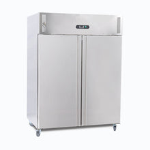 Double solid door S/S GN Storage Freezer, @38°, 1480w x830d x 2010d, 5 shelves
