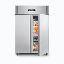 Double solid door S/S GN Storage Freezer, @38°, 1480w x830d x 2010d, 5 shelves