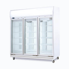 Three glass door upright Freezer,1507litres, fan assisted@32°, LED Eco, 1880wx760dx2060h