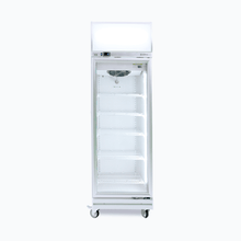 Chiller 1 xGlass door, white, 444lt(gross), fan forced, LED's, 635w x760x2060mm