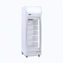 Chiller 1 xGlass door, white, 444lt(gross), fan forced, LED's, 635w x760x2060mm