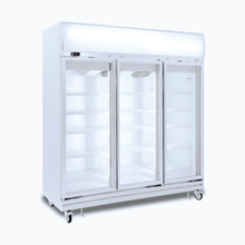 Chiller 3 x Glass doors, white, 1507lt(gross), fan forced, LED's, 1755w x760x2060mm