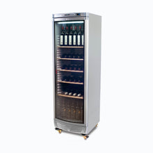 Wine Chiller, single curved glass door, 5 x wood shelves, 595w x 640d x 1840h