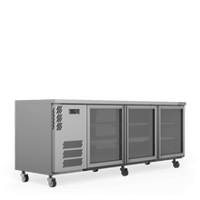 Boronia Star 3 Glass Door Underbench Fridge, 560lt, 2189 x 650 x 845, S/Steel