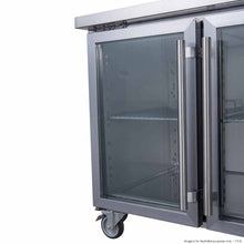 S/S four glass door bench fridge 563L ext 2230x700x850