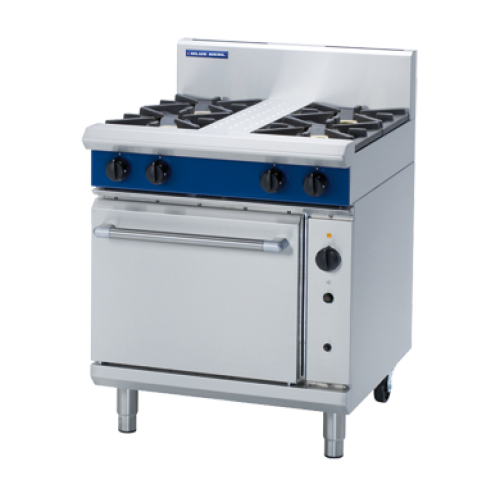 4 Burner Convection Gas Oven 750mm with Griddle, Burners or Combo (Blue Seal G54D)