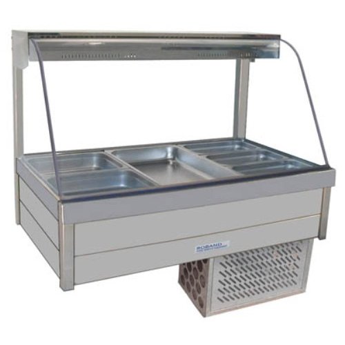 Curved Glass Cold Food Display Bar with 6 Pans