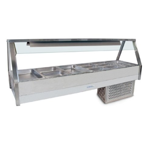 Cold Food Bar Straight Glass 2x 6 incl. 65 mm pans Cross Fin Coil Roband