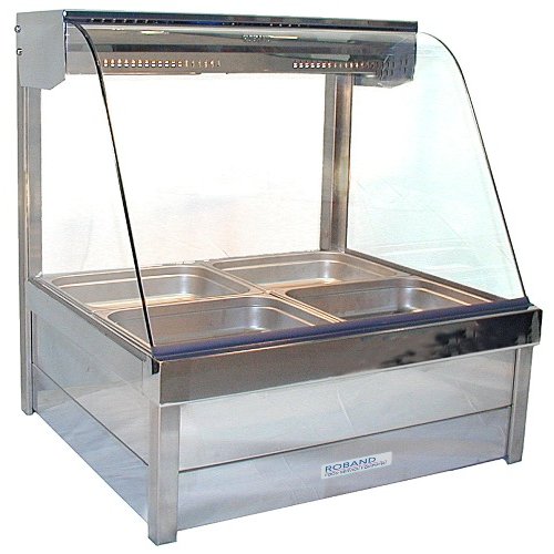 Curved Glass Hot Food Bar with 4x 65mm Dishes and Roller Doors