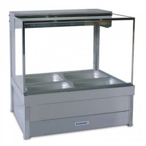 Hot Food Display Bar Square Glass 2 x 2 incl. 65mm Dishes & Roller Doors Roband S22RD