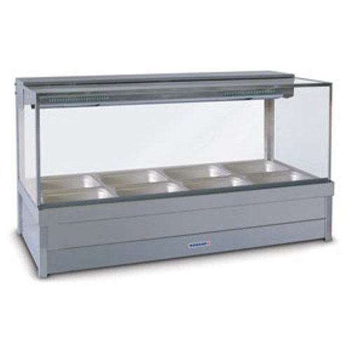 Hot Food Display Bar Square Glass 2 x 4 incl. 65mm Dishes & Roller Doors Roband S24RD
