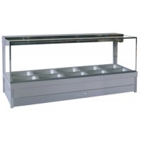 Hot Food Display Bar Square Glass 2 x 5 incl. 65mm Dishes Roband S25