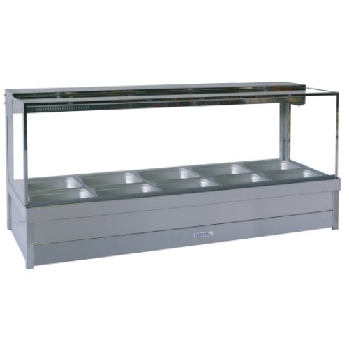 Hot Food Display Bar Square Glass 2 x 5 incl. 65mm Dishes & Roller Doors Roband S25RD