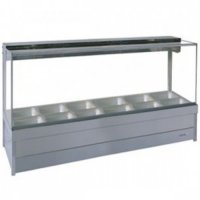 Hot Food Display Bar Square Glass 2 x 6 incl. 65mm Dishes Roband S26