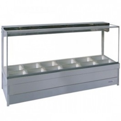 Hot Food Display Bar Square Glass 2 x 6 incl. 65mm Dishes & Roller Doors Roband S26RD