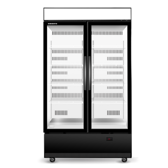 SKOPE-BCE1200N 2 glass door Upright chiller, bottom unit, black/white, Ezy-Core,1280x 745 x 2205h