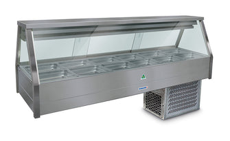 Cold Food Bar 2 x 6 Flat Glass,Cross Fin Coil, incl. 1/2 GN 65 pans