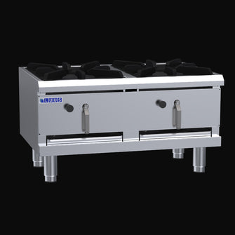 Compact Double stock pot boiler, duckbill burners, air cooled, 180MJ , 900wide