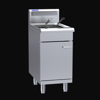 Fryer, Single S/steel V-Pan, 2 Baskets, 20 lt, 100mJ/hr, 450mm wide