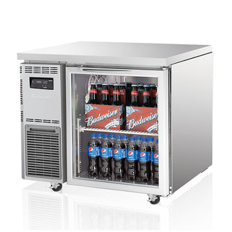 TurboAir Under Counter chiller, 198lt, 1 glass door, 900 x700 x850h