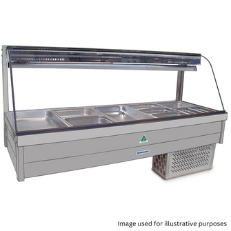 Cold Food Bar 2 x 4 Curved Glass,Cross Fin Coil, incl. 1/2 GN 65 pans