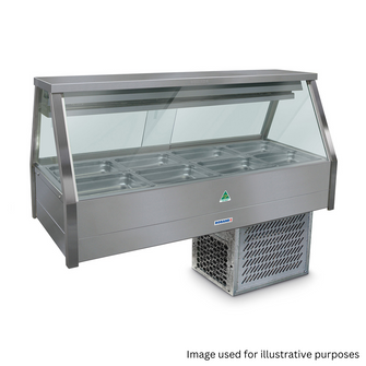 Cold Food Bar 2 x 3 Flat Glass,Cross Fin Coil, incl. 1/2 GN 65 pans