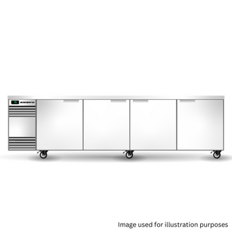 2800 x 590mm Solid - 4 Door Counter Chiller -S/S
