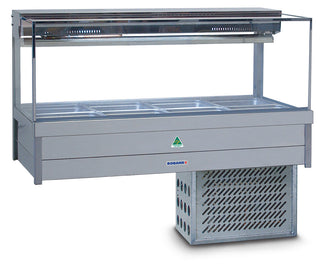 Cold Food Bar 2 x 4 Square Glass,Cross Fin Coil, incl. 1/2 GN 65 pans