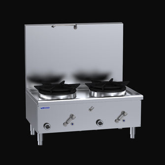 Double boilers (2 x duck bill burners) for stock pot, air cooled