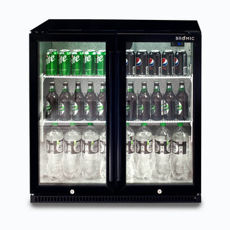 Back Bar Chiller, 190lt, two glass doors, LED's, 865w x 520d x 870h
