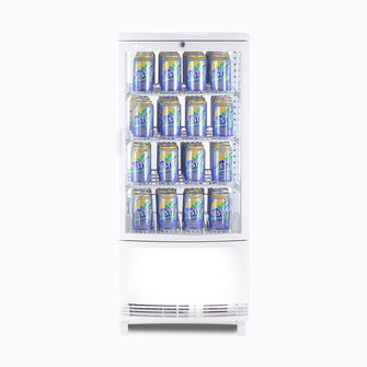 Counter Top Chiller, 4 side glass, 78 litres, LED lights, 3adj. Shelves