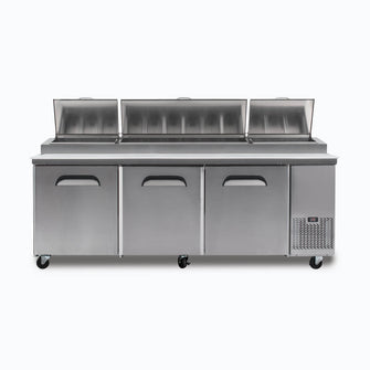 Pizza Prep Counter, 3 door, 2370mm, 12 x1/3pans, 480mm slide