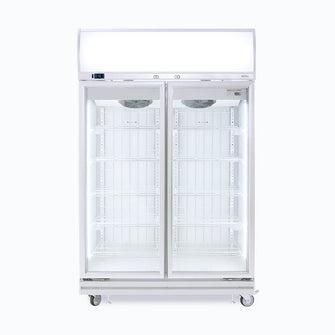 Double glass door upright Freezer, 976litres, fan assisted@32°, LED Eco, 1260wx760dx2060h